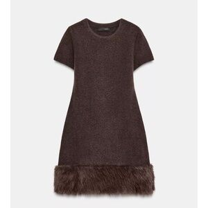 Faux fur knit dress
